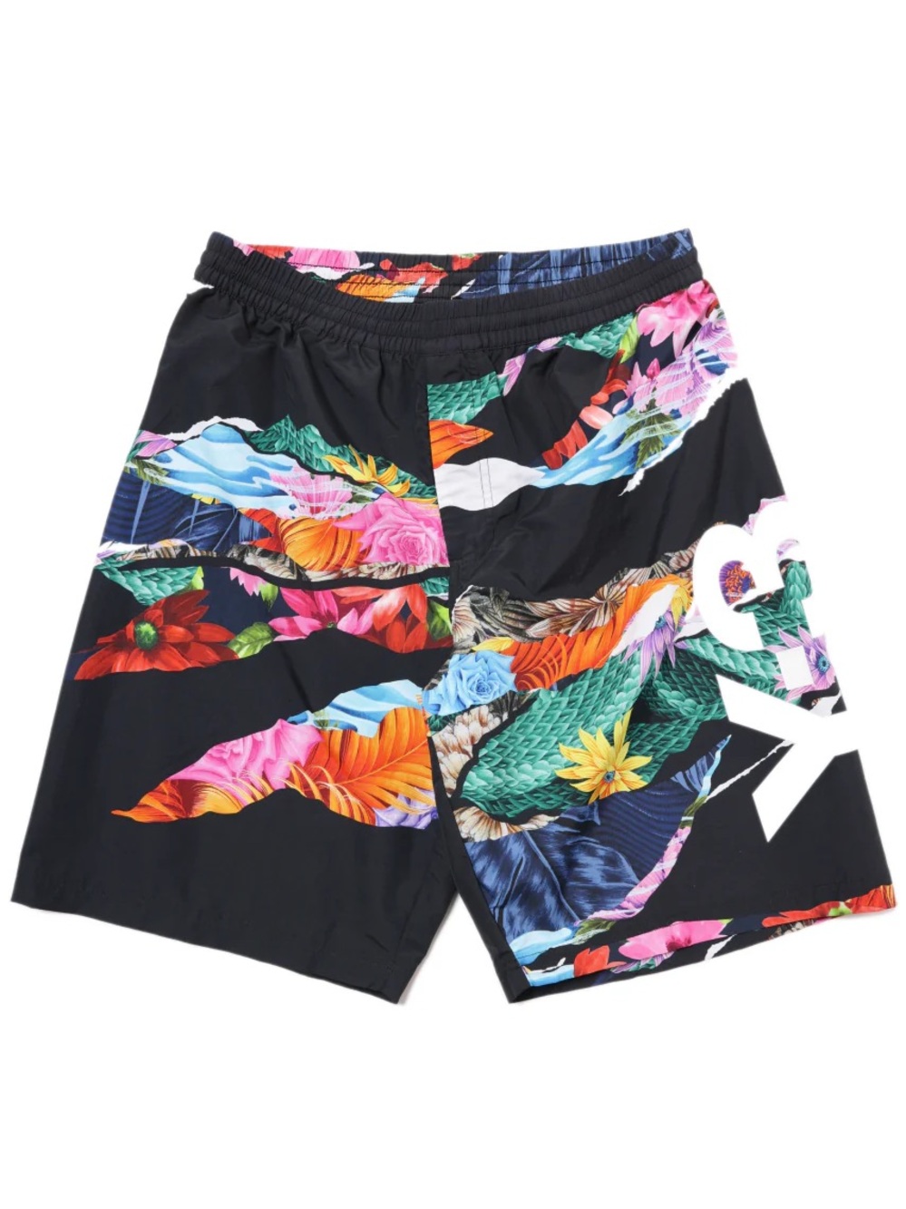 Y3 x Adidas Black Floral Patchwork Swim Trunks with Bright Accents size Large